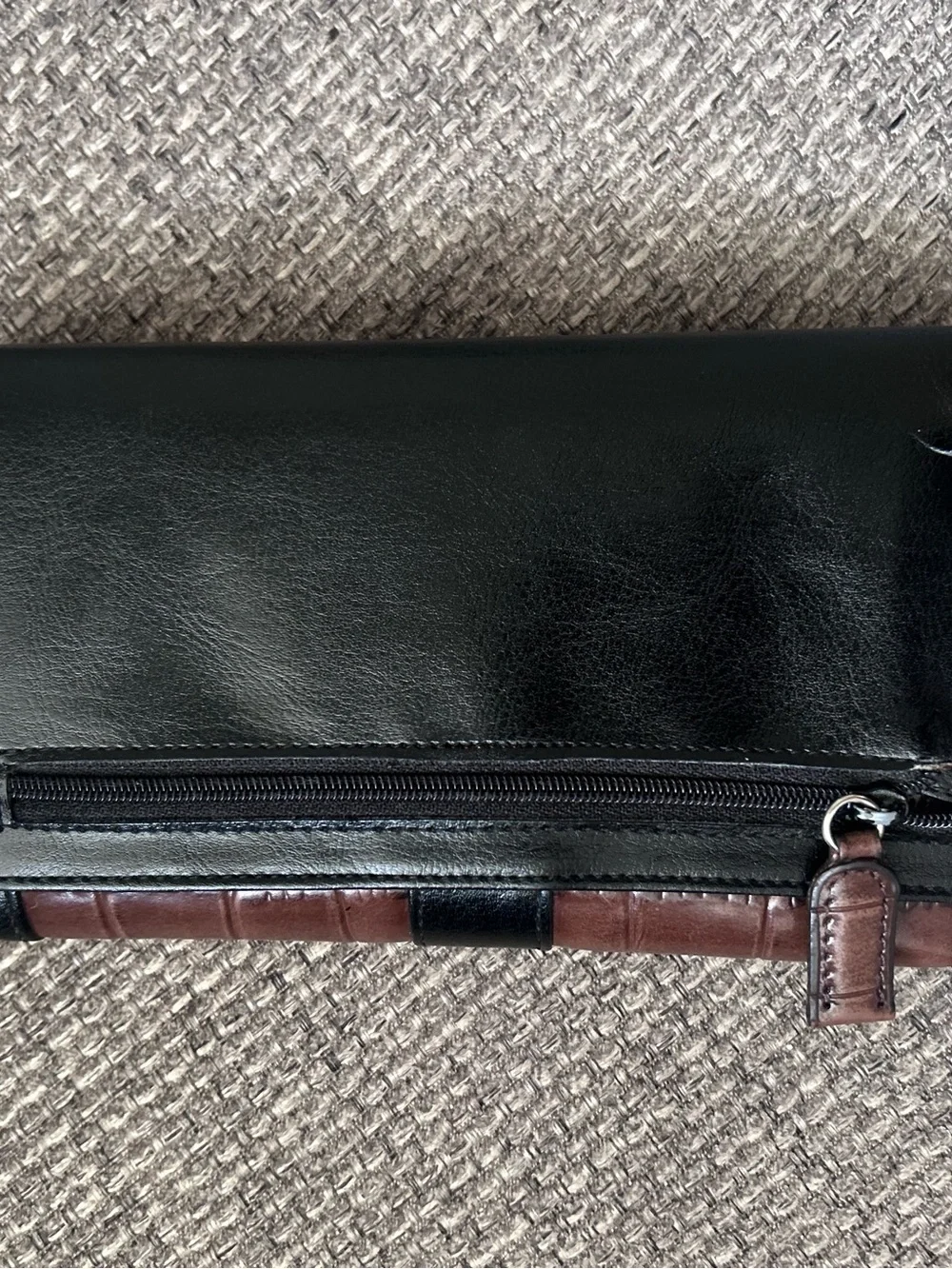 Vintage Black  and Brown Western Heart Accent Long Wallet
